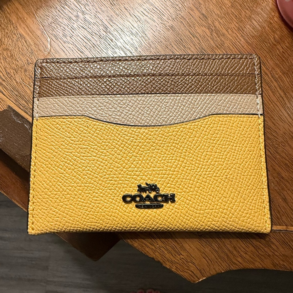Coach Yellow and Brown Card Holder
